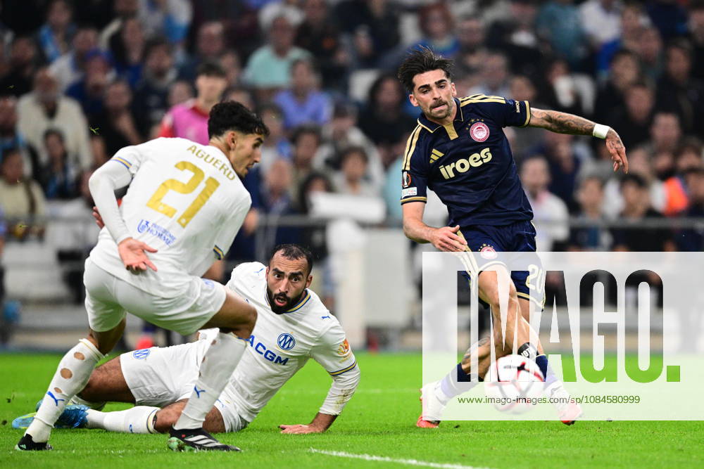 UEFA Europa League - Marseille vs Olympiacos - Joao Silva of Olympiacos in action during the UEFA Europa League phase Matchday 2 soccer match between Marseille vs Olympiacos in Stade Velodrome, Marseille, France, on 15 October 2026. IMAGO ONE INCH PRODUCTIONS MARSEILLE FRANCE