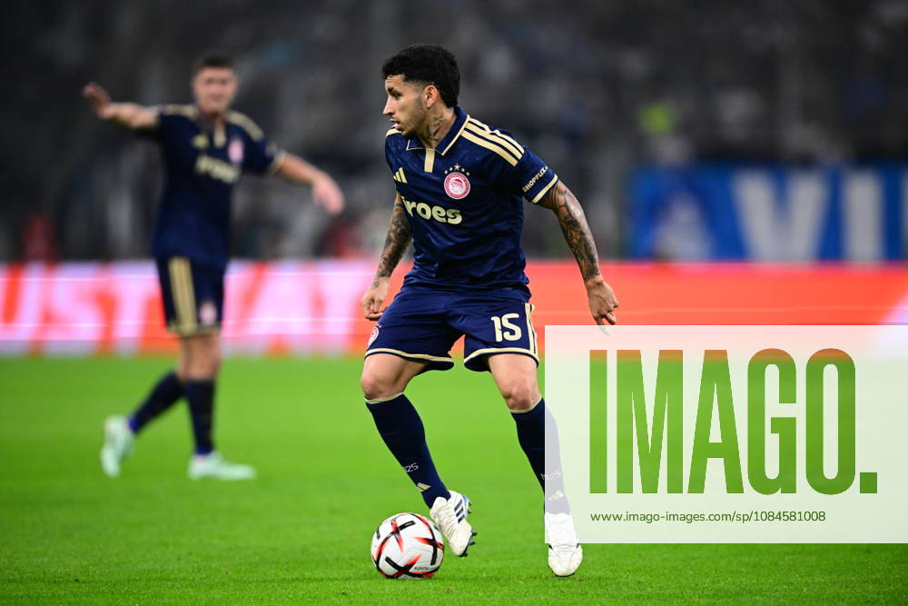 UEFA Europa League - Marseille vs Olympiacos - Gustavo Puerta of Olympiacos in action during the UEFA Europa League phase Matchday 2 soccer match between Marseille vs Olympiacos in Stade Velodrome, Marseille, France, on 15 October 2026. IMAGO ONE INCH PRODUCTIONS MARSEILLE FRANCE