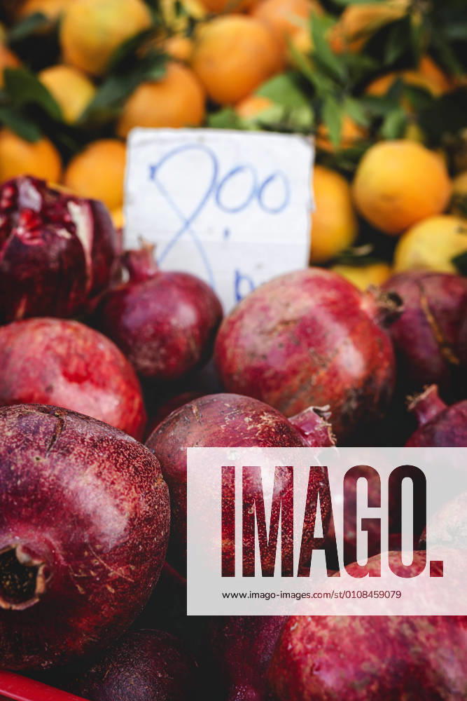 Street market of assortment of fresh fruits and vegetables