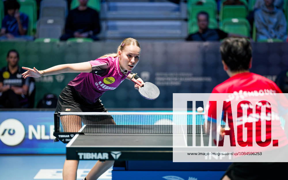 Annett Kaufmann Reaches the Quarterfinals at the European Table Tennis Championships in Ljubljana, Slovenia LJUBLJANA, SLOVENIA, OCTOBER 16, 2026: Twenty-year-old Annett Kaufmann of Germany, representing SV DJK Kolbermoor, wins the intergenerational matchup against 63-year-old Ni Xia Lian of Luxembourg, who is of Chinese descent, Ni Xia Lian, in the round of 16 at the European Table Tennis Championships in Ljubljana, Slovenia, and advances to the quarterfinals. Ljubljana, Stozice Arena, Slovenia
