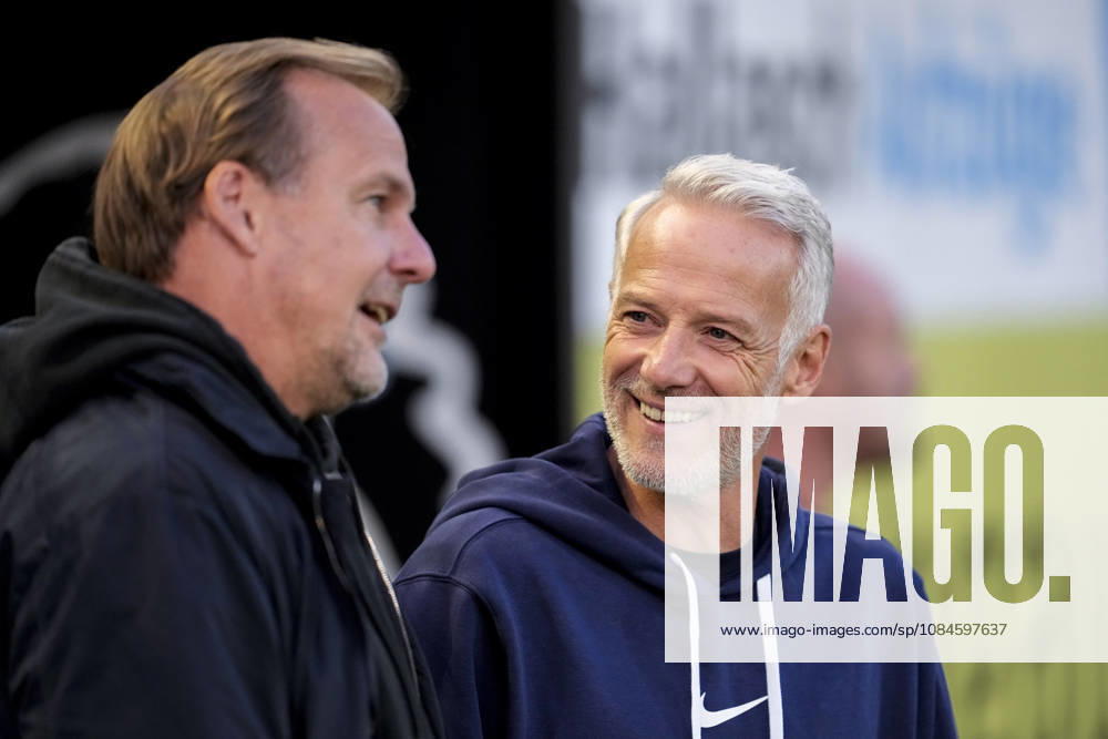 From left: Martin Pieckenhagen, Sports Director, OFC; Mark Zimmermann, Coach, Head Coach, OFC; joy, delighted, happy, friendly, cheerful, happy, beaming, optimistic, action, 10 16 2026, Sandhausen, Germany, soccer, Regionalliga Südwest, SV Sandhausen, Kickers Offenbach