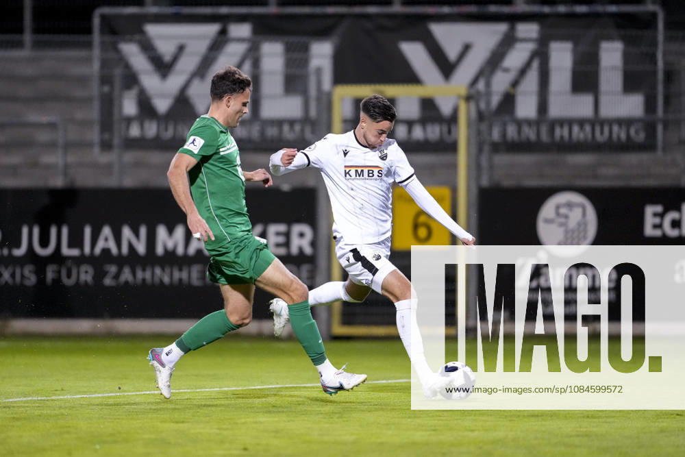 From left: Jakob Lewald (OFC), 4, David Mamutovic (SVS), 7, tackle, game scene, duel, tackle, tackling, dynamism, action, 16 10 2026, Sandhausen, Germany, soccer, Regionalliga Southwest, SV Sandhausen vs. Kickers Offenbach