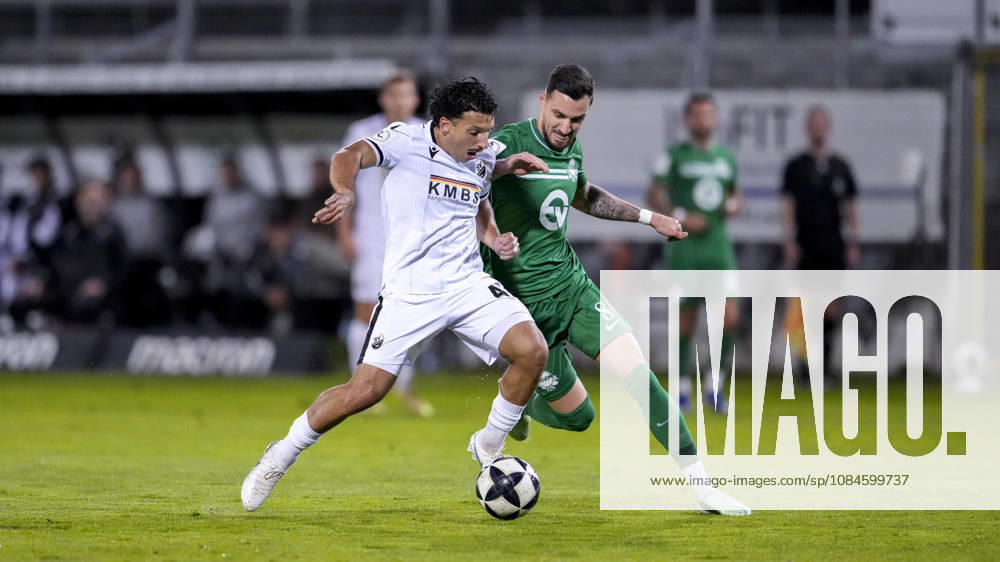V li Arianit Ferati SVS, 47, Maximilian Wolfram OFC, 8, tackle, game scene, duel, tackle, tackling, dynamics, action, 16 10 2026, Sandhausen, Germany, soccer, Regionalliga Südwest, SV Sandhausen vs. Kickers Offenbach