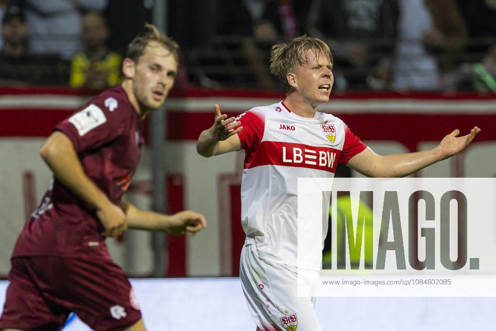 3rd Division, Fortuna Cologne vs. VfB Stuttgart U21, October 16, 2026; Julian Lüers, VfB Stuttgart U21, 18; 3rd Division, Fortuna Cologne vs. VfB Stuttgart U21, Matchday 10, on October 16, 2026, Südstadion, Cologne DFB regulations prohibit any use of photographs as image sequences and or quasi-video