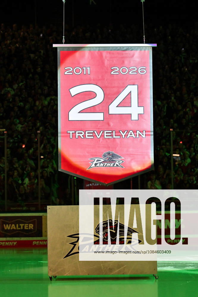 Penny DEL Augsburger Panther Adler Mannheim, October 16, 2026, AUGSBURG, GERMANY, OCTOBER 16: T. J. Trevelyan’s jersey number will be retired today before the Penny DEL game between the Augsburger Panther and the Adler Mannheim on Matchday 9 at Curt Frenzel Stadium