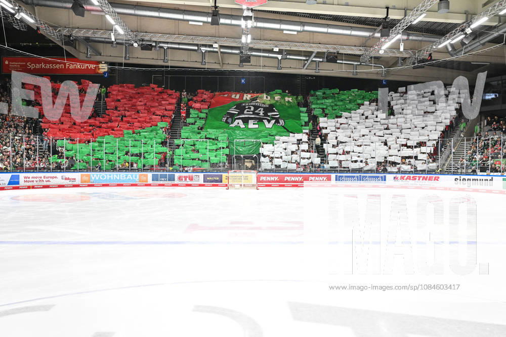 Penny DEL Augsburg Panthers vs. Adler Mannheim, October 16, 2026, AUGSBURG, GERMANY, October 16. Pictured: the Panther fans’ choreographed display for T. J. Trevelyan before the Penny DEL match between the Augsburger Panther and the Adler Mannheim on Matchday 9 at Curt Frenzel Stadium.
