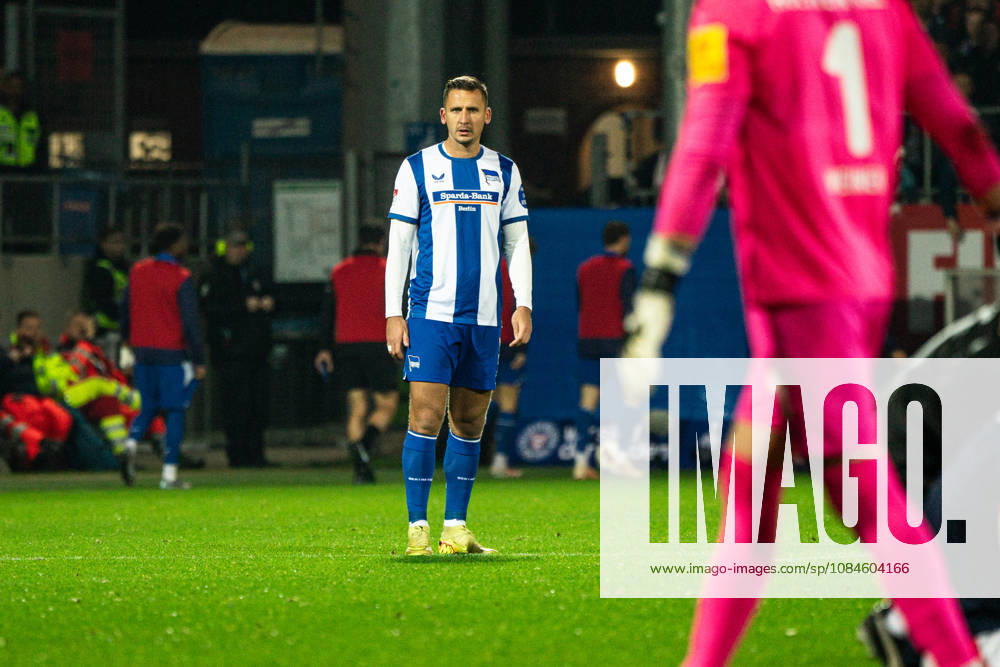Paul Seguin, Hertha BSC, 30 16 10 2026, Holstein Kiel vs. Hertha BSC, soccer, 2. Bundesliga, Holstein Stadium, Kiel. DFL regulations prohibit any use of photographs as image sequences and or quasi-video.