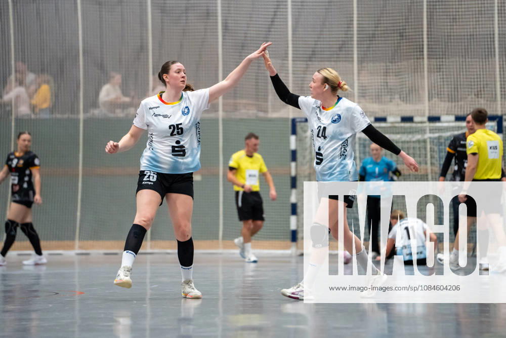 Handball I Women I 2026–2027 Season I 2nd Bundesliga I Matchday 6 I VfL Waiblingen vs. Bergischer HC I October 16, 2026 Kim Ott 25, Bergischer HC, and Malina Marie Vorlicek Michalczik 24, Bergischer HC, Bittenfeld Community Hall, Baden-Württemberg, Germany