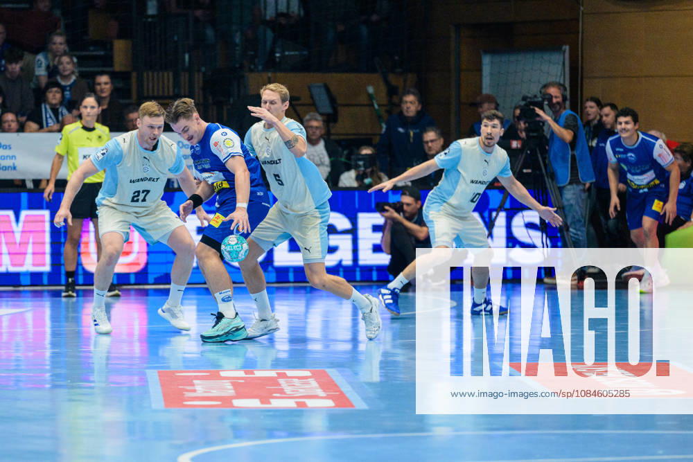 Felix Aellen (ThSV Eisenach), 22, Tilen Kodrin (VfL Gummersbach), 05, Kristjan Horzen (VfL Gummersbach), 27, Alex Dujshebaev (VfL Gummersbach), 10, Gian Attenhofer (ThSV Eisenach), 11 GER, ThSV Eisenach vs. VfL Gummersbach, 1st Opel Handball Bundesliga, Handball, Matchday 9, 2026–2027 season, 8:00 p.m., October 16, 2026 GER, ThSV Eisenach vs. VfL Gummersbach, 1st Opel Handball Bundesliga, Handball, Matchday 9, 2026–2027 season, 8:00 p.m., October 16, 2026, Eisenach