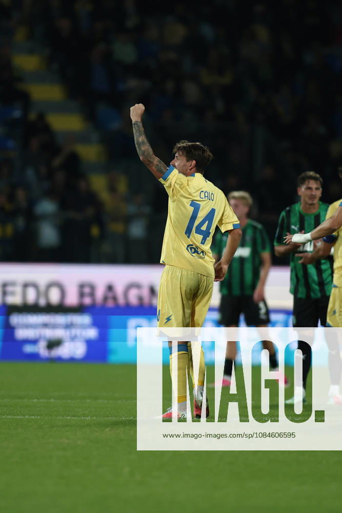 IPA89774078 - Giacomo Calo of Frosinone scored the goal to make it 1-0 during the 2026 2027 Serie A match between Frosinone Calcio and U.S. Sassuolo at Stadio Benito Stirpe in Frosinone, Italy.