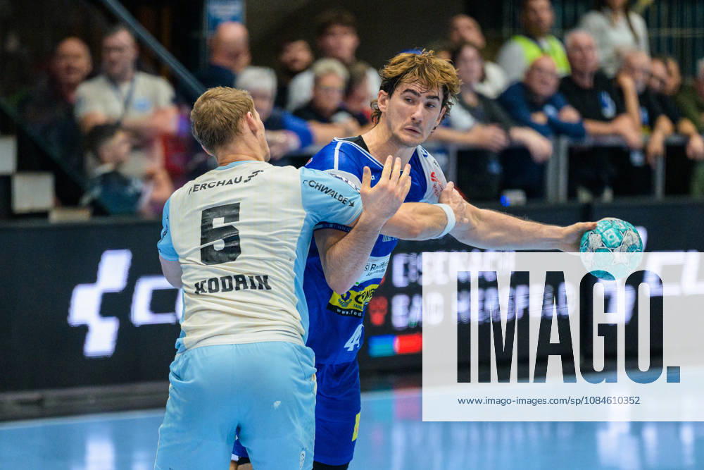 Tilen Kodrin, VfL Gummersbach, 05; Stephan Seitz, ThSV Eisenach, 44 GER; ThSV Eisenach vs. VfL Gummersbach, 1st Opel Handball Bundesliga, Handball, Matchday 9, 2026–2027 Season, 8:00 p.m., October 16, 2026 GER, ThSV Eisenach vs. VfL Gummersbach, 1st Opel Handball Bundesliga, Handball, Matchday 9, 2026–2027 season, 8:00 p.m., October 16, 2026, Eisenach