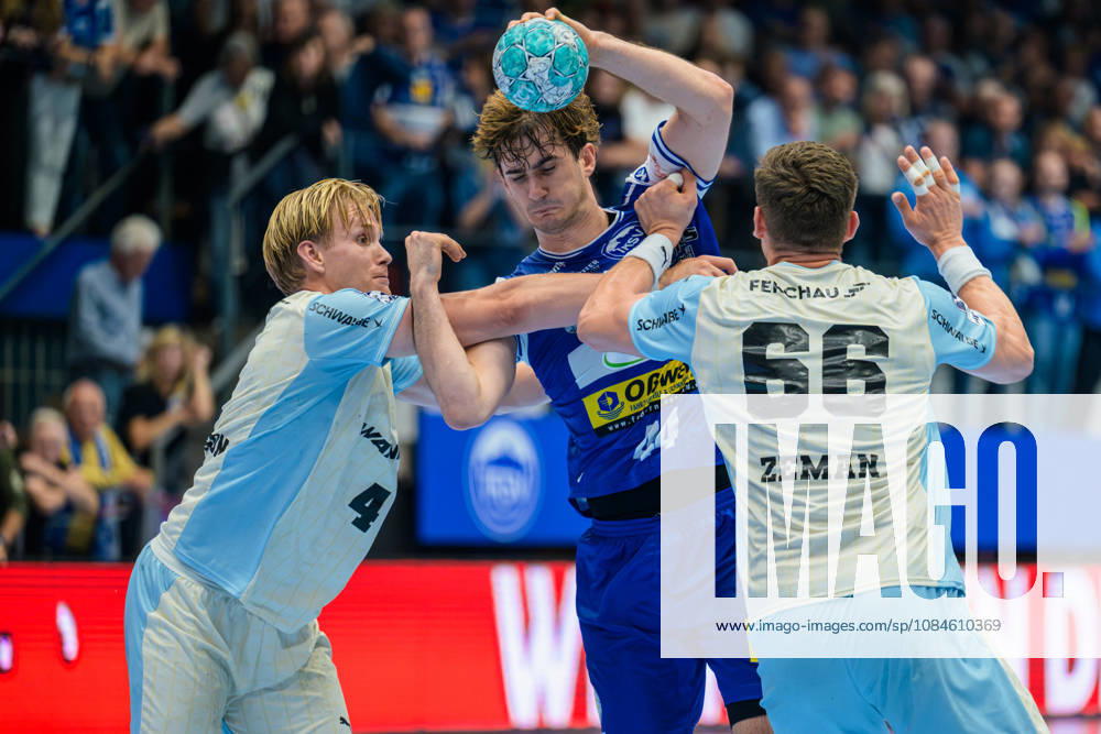 Stephan Seitz (ThSV Eisenach), 44, Ellidi Snaer Vidarsson (VfL Gummersbach), 04, Stepan Zeman (VfL Gummersbach), 66 GER, ThSV Eisenach vs. VfL Gummersbach, 1st Opel Handball Bundesliga, Handball, Matchday 9, 2026–2027 season, 8:00 p.m., October 16, 2026, GER, ThSV Eisenach vs. VfL Gummersbach, 1st Opel Handball Bundesliga, Handball, Matchday 9, 2026–2027 season, 8:00 p.m., October 16, 2026, Eisenach