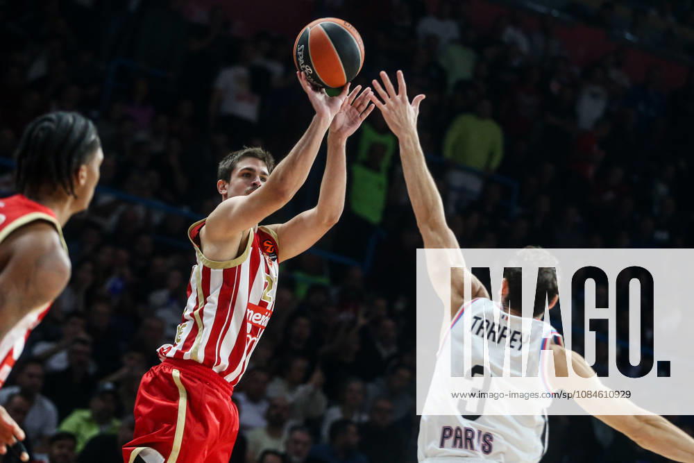 Crvena Zvezda v Paris - EuroLeague BELGRADE, SERBIA - OCTOBER 16: Nikola Djurisic (23) of Crvena Zvezda in action during the Basketball EuroLeague Round 6 match between Crvena Zvezda and Paris at Belgrade Arena in Belgrade, Serbia on October 16, 2026. Filip Stevanovic Anadolu Belgrade Serbia. Editorial use only. Please get in touch for any other usage.