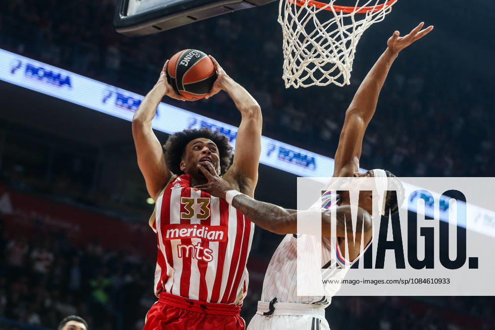 Crvena Zvezda v Paris - EuroLeague BELGRADE, SERBIA - OCTOBER 16: Jordan Nwora (33) of Crvena Zvezda in action during the Basketball EuroLeague Round 6 match between Crvena Zvezda and Paris at Belgrade Arena in Belgrade, Serbia on October 16, 2026. Filip Stevanovic Anadolu Belgrade Serbia. Editorial use only. Please get in touch for any other usage.
