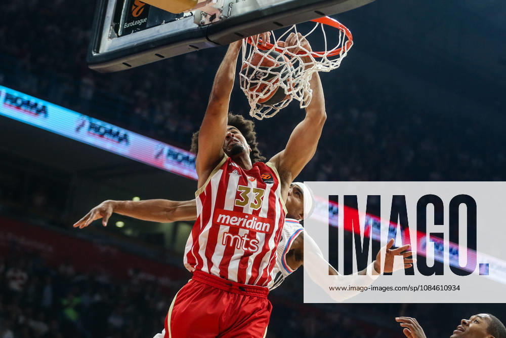 Crvena Zvezda v Paris - EuroLeague BELGRADE, SERBIA - OCTOBER 16: Jordan Nwora (33) of Crvena Zvezda in action during the Basketball EuroLeague Round 6 match between Crvena Zvezda and Paris at Belgrade Arena in Belgrade, Serbia on October 16, 2026. Filip Stevanovic Anadolu Belgrade Serbia. Editorial use only. Please get in touch for any other usage.