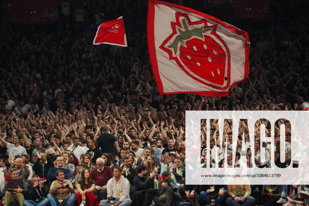 20261016, Belgrade, Serbia - Crvena Zvezda Meridianbet and Paris Basketball play a EuroLeague basketball game at the Belgrade Arena. Crvena Zvezda fans. Basketball 2026 27: EuroLeague: Crvena Zvezda Meridianbet 90:81 Paris Basketball - ZUMAd223 20261016_zip_d223_001