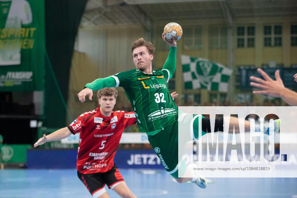 Handball, HBL2: SC DHfK Leipzig vs. ASV Hamm Westfalen, October 16, 2026; Franz Semper 32, SC DHfK Leipzig Handball, 2nd Bundesliga, 2026–2027 season, Matchday 8: SC DHfK Leipzig vs. ASV Hamm Westfalen on October 16, 2026, at the Quarterback Immobilien Arena Leipzig