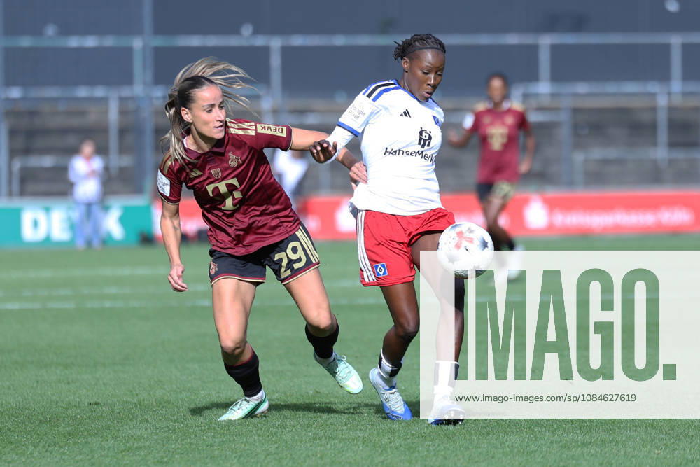Soccer, 1. FC Köln vs. SV Hamburg, Women s Bundesliga, Franz Kremer Stadium, Matchday 7, 2026–2027 Season: Magou Doucoure of Hamburger SV 02 in a tackle with Vanessa Leimenstoll of 1. FC Köln 29. DFB regulations prohibit any use of photographs as image sequences and or quasi-video. North Rhine-Westphalia, Germany