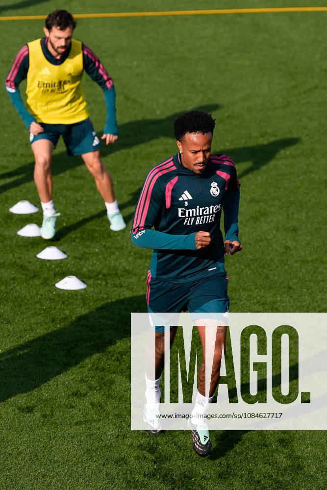 Eder Militao during the training day of Real Madrid ahead the Spanish League, LaLiga EA Sports, football match against Sevilla FC at Ciudad Deportiva Real Madrid on October 17, 2026, in Valdebebas, Madrid, Spain. Valdebebas Spain - ZUMAa181 20261017_zaa_a181_078