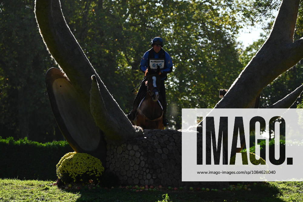 MONDIAL DU LION 2026 - CROSS COUNTRY LE LION-D ANGERS, FRANCE - OCTOBER 17, 2026 : Andrea Cincinnati riding Chris Lut during the cross-country competition at the Mondial du Lion 2026, FEI WBFSH Eventing World Breeding Championship for Young Horses. Le Lion-d AngersFrance