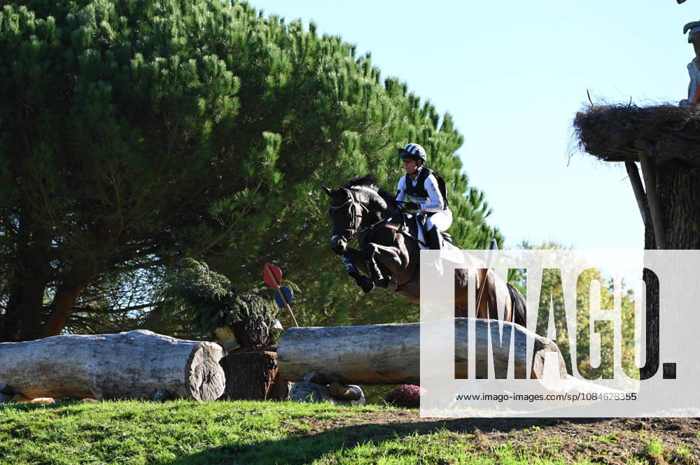 MONDIAL DU LION 2026 - CROSS COUNTRY LE LION-D ANGERS, FRANCE - OCTOBER 17, 2026 : Caroline Powell riding WLS Ravenscourt during the cross-country competition at the Mondial du Lion 2026, FEI WBFSH Eventing World Breeding Championship for Young Horses. Le Lion-d AngersFrance