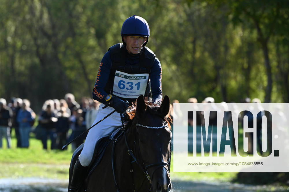 MONDIAL DU LION 2026 - CROSS COUNTRY LE LION-D ANGERS, FRANCE - OCTOBER 17, 2026 : Patrick Verbakel riding Passoa during the cross-country competition at the Mondial du Lion 2026, FEI WBFSH Eventing World Breeding Championship for Young Horses. Le Lion-d AngersFrance