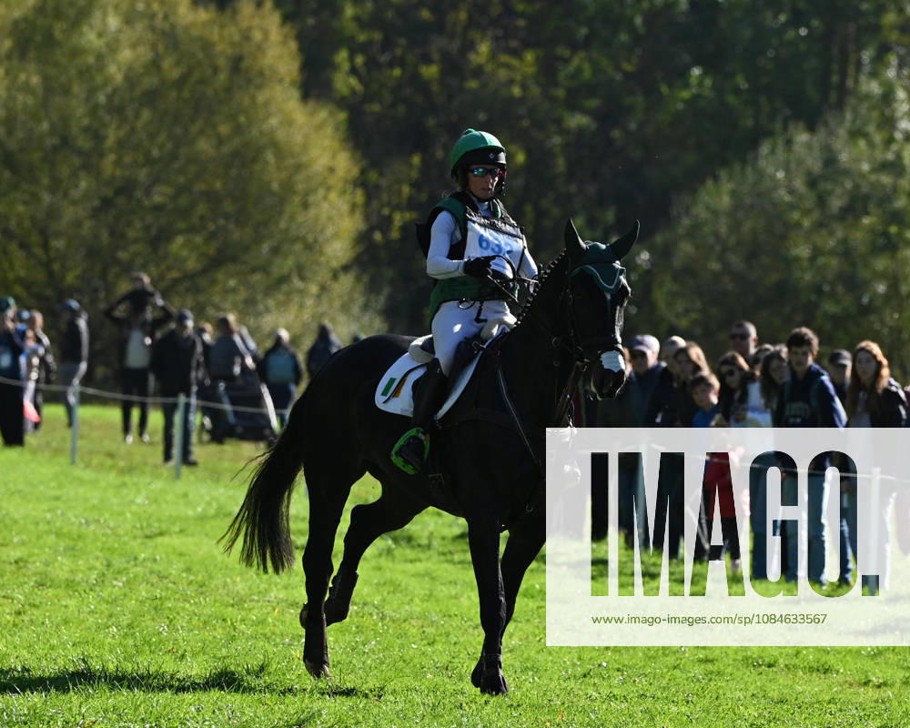 MONDIAL DU LION 2026 - CROSS COUNTRY LE LION-D ANGERS, FRANCE - OCTOBER 17, 2026 : Sarah Ennis riding Lady Sky M during the cross-country competition at the Mondial du Lion 2026, FEI WBFSH Eventing World Breeding Championship for Young Horses. Le Lion-d AngersFrance