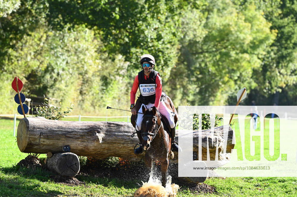 MONDIAL DU LION 2026 - CROSS COUNTRY LE LION-D ANGERS, FRANCE - OCTOBER 17, 2026 : Márton Czirok riding Jump for Joy during the cross-country competition at the Mondial du Lion 2026, FEI WBFSH Eventing World Breeding Championship for Young Horses. Le Lion-d AngersFrance