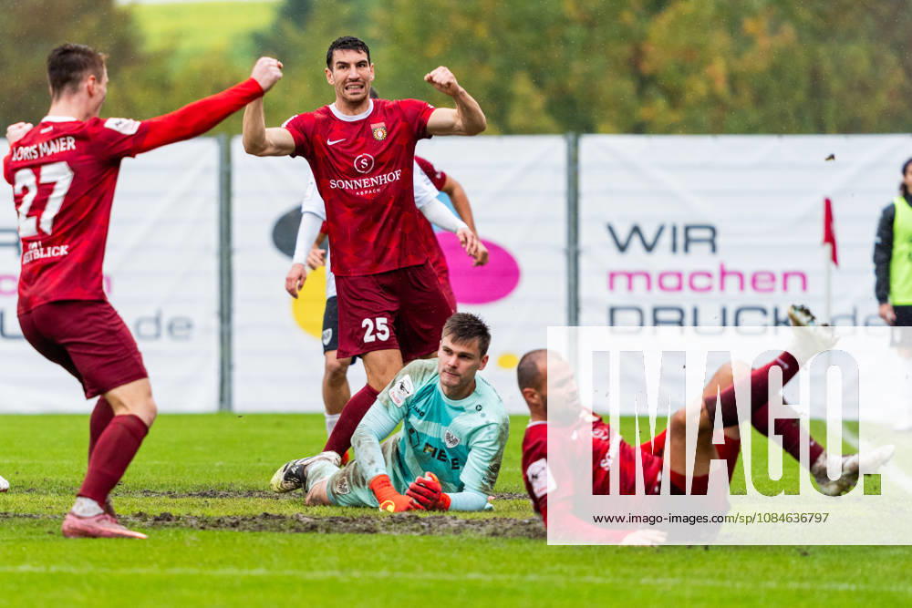 3rd Division: SG Sonnenhof Großaspach vs. SC Preußen Münster, October 17, 2026, Aspach, GERMANY. October 17, 2026: Celebrations after Fabian Eisele’s 2-2 equalizer for SG Sonnenhof Großaspach, 23 during the match between SG Sonnenhof Großaspach and SC Preußen Münster on Matchday 10 of the 3. Liga at the WIRmachenDRUCK Arena