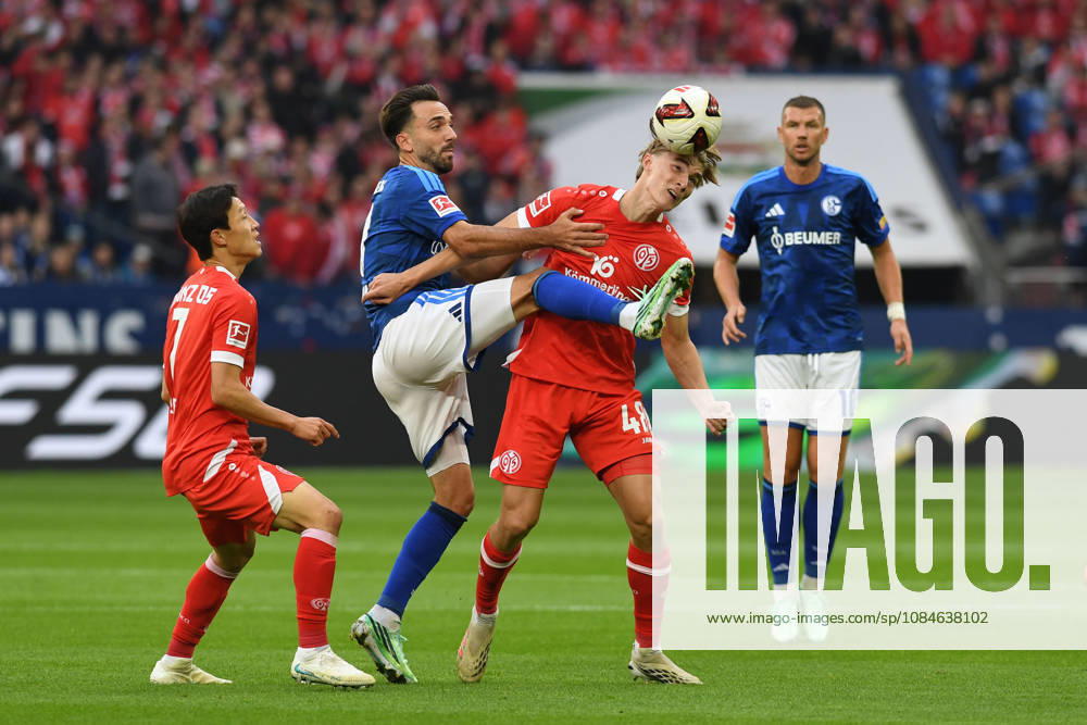 Kenan Karaman of FC Schalke 04 and Kacper Potulski of 1. FSV Mainz 05 in a tackle during the Bundesliga match between FC Schalke 04 and 1. FSV Mainz 05, Veltins Arena on October 17, 2026, in Gelsenkirchen, Germany. Photo by Ralf Treese, DeFodi Images. Kenan Karaman of FC Schalke 04 and Kacper Potulski of 1. FSV Mainz 05 battle for the ball during the Bundesliga match between FC Schalke 04 and 1. FSV Mainz 05 at Veltins Arena on October 17, 2026 in Gelsenkirchen, Germany. Photo by Ralf Treese, DeFodi Images. DFB and DFL regulations prohibit any use of photographs as image sequences and or quasi-video. Photo by Ralf Treese, DeFodi Images.