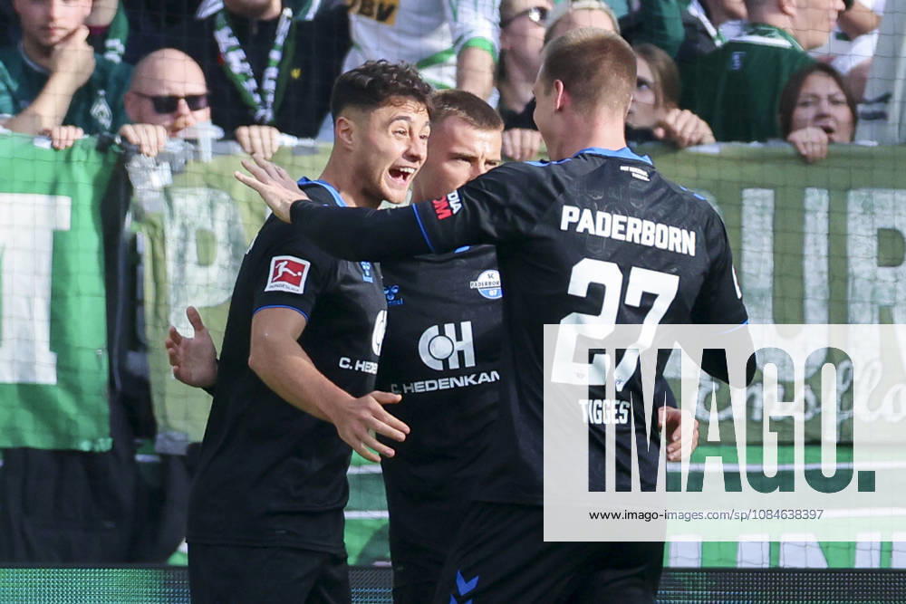 Stefano Marino of SC Paderborn 07 celebrates his goal with his teammates during the Bundesliga 1 match between SV Werder Bremen and SC Paderborn 07 at Weserstadion on October 17, 2026, in Bremen, Germany. Photo by Marco Steinbrenner, DeFodi Images. Stefano Marino of SC Paderborn 07 celebrates his goal with teammates during the Bundesliga match between SV Werder Bremen and SC Paderborn 07 at Weserstadion on October 17, 2026 in Bremen, Germany. Photo by Marco Steinbrenner, DeFodi Images. DFB and DFL regulations prohibit any use of photographs as image sequences and or quasi-video. Photo by Marco Steinbrenner, DeFodi Images.