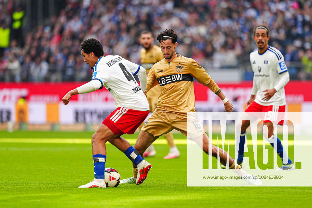 Bilal Nadir, Hamburger SV, 04; Atakan Karazor, VfB Stuttgart, 16 GER; Hamburger SV vs. VfB Stuttgart, soccer, Bundesliga 1, Matchday 06, 2026–2027 season, October 17, 2026 DFL regulations prohibit any use of photographs as image sequences and or quasi-video GER, Hamburger SV vs. VfB Stuttgart, soccer, 1st Bundesliga, Matchday 06, 2026–2027 Season, October 17, 2026, Hamburg