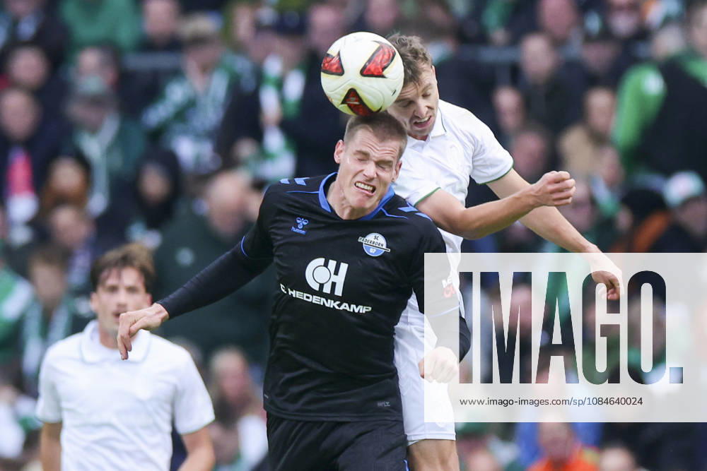 Steffen Tigges of SC Paderborn 07 and Youri Regeer of Werder Bremen battle for the ball during the Bundesliga match between SV Werder Bremen and SC Paderborn 07 at Weserstadion on October 17, 2026, in Bremen, Germany. Photo by Marco Steinbrenner, DeFodi Images. Steffen Tigges of SC Paderborn 07 and Youri Regeer of Werder Bremen battle for the ball during the Bundesliga match between SV Werder Bremen and SC Paderborn 07 at Weserstadion on October 17, 2026 in Bremen, Germany. Photo by Marco Steinbrenner, DeFodi Images. DFB and DFL regulations prohibit any use of photographs as image sequences and or quasi-video. Photo by Marco Steinbrenner, DeFodi Images.