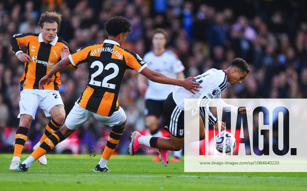 Josh King of Fulham goes down under pressure from Lucas Herrington of Hull City Fulham v Hull City, Premier League, Football, Craven Cottage, London, UK - 17 Oct 2026London Craven Cottage United Kingdom