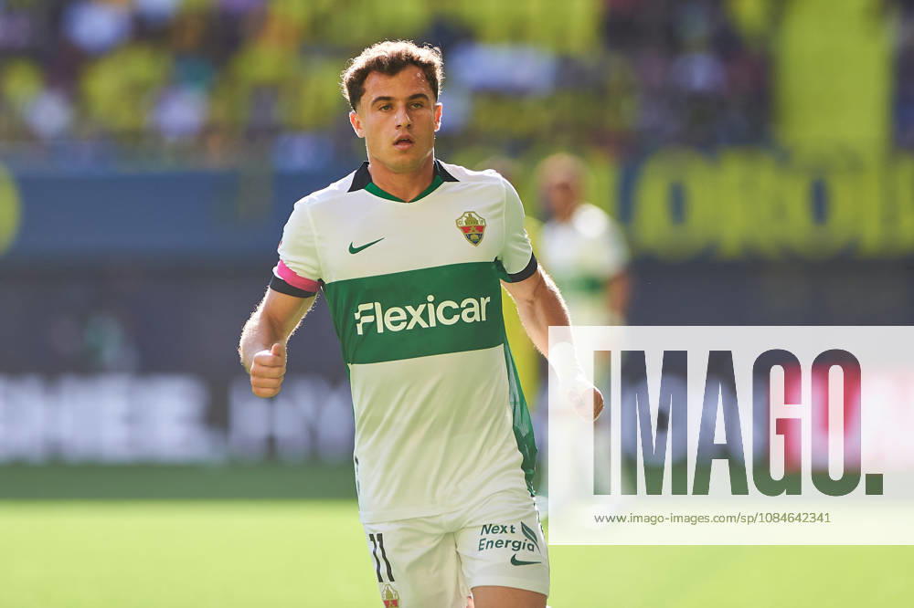 German Valera of Elche CF during the LaLiga EA Sports match between Villarreal CF and Elche CF at Estadio de la Cerámica on October 17, 2026, in Villarreal, Spain