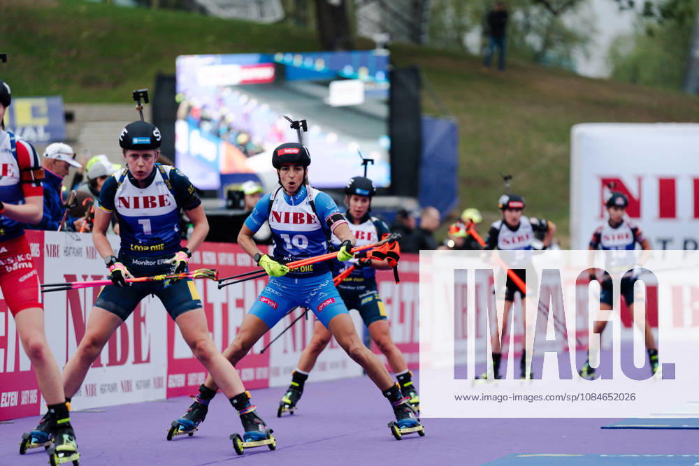 GER, Biathlon, Women, IBU Biathlon Loop One Festival 2026, 2026–2027 Season, Women’s Super Sprint Final: Elvira Oeberg (SWE), 1st; Lisa Vittozzi (ITA), 10th at the shooting range in Munich’s Olympic Park, Bavaria, Germany