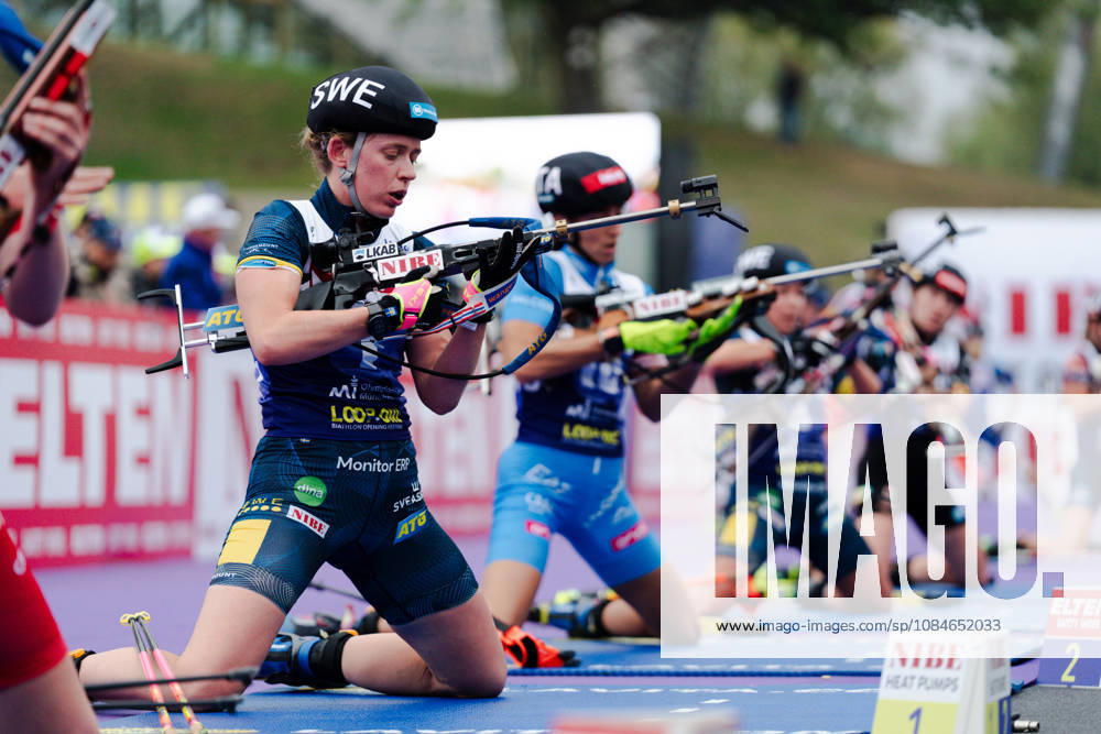 GER, Biathlon, Women, IBU Biathlon Loop One Festival 2026, 2026–2027 Season, Women’s Super Sprint Final: Elvira Oeberg (SWE), 1st at the shooting range, Munich Olympic Park, Bavaria, Germany