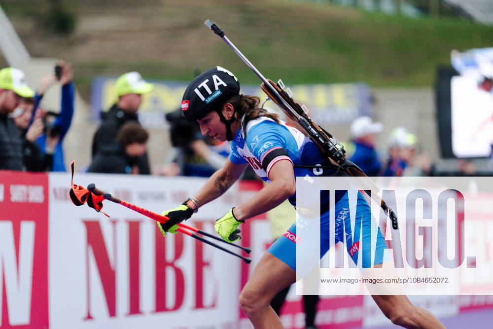 GER, Biathlon, Women, IBU Biathlon Loop One Festival 2026, 2026–2027 Season, Women’s Super Sprint Final: Lisa Vittozzi (ITA), 10 seconds after shooting, Munich Olympic Park, Bavaria, Germany