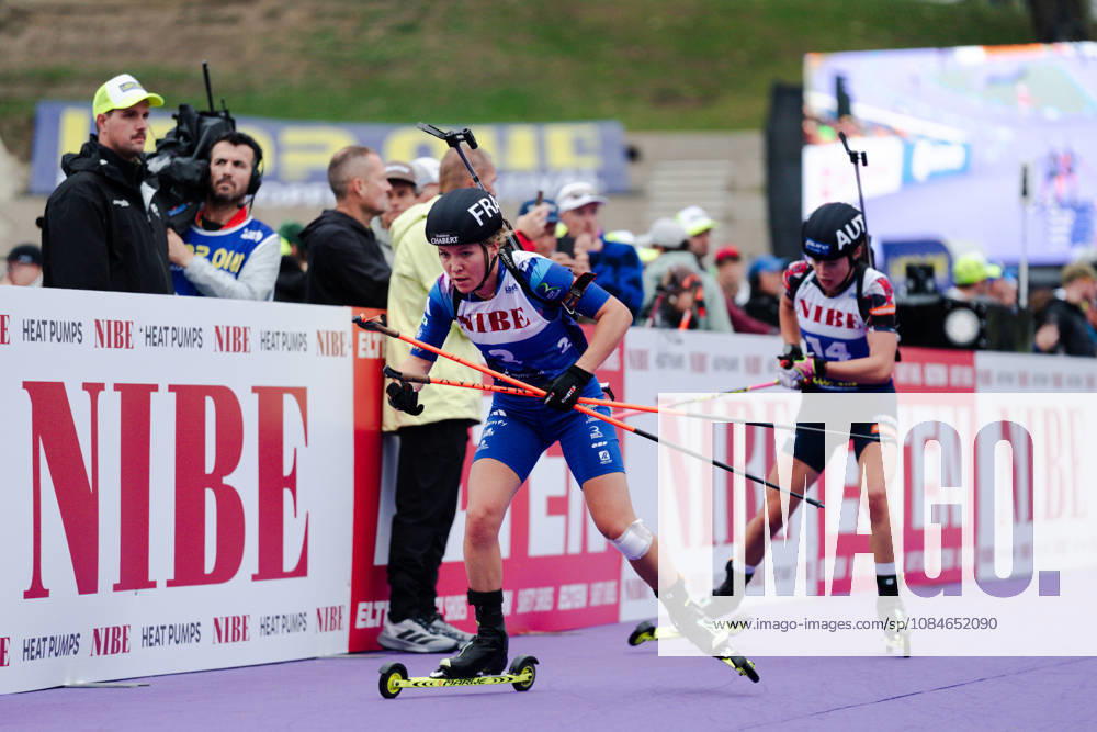 GER, Biathlon, Women, IBU Biathlon Loop One Festival 2026, 2026–2027 Season, Women’s Super Sprint Final: Oceane Michelon (FRA), 2nd; Anna Andexer (AUT), 14th on the course at Munich Olympic Park, Bavaria, Germany