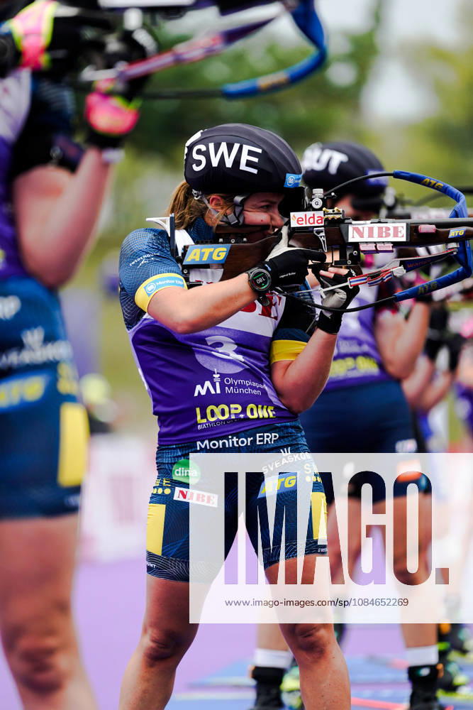 GER, Biathlon, Women, IBU Biathlon Loop One Festival 2026, 2026–2027 Season, Women’s Super Sprint Final: Anna Magnusson (SWE), 3rd in the standing shooting stage, Munich Olympic Park, Bavaria, Germany
