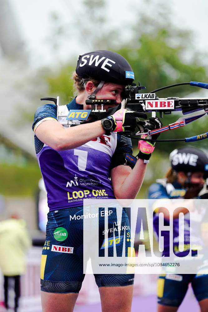 GER, Biathlon, Women, IBU Biathlon Loop One Festival 2026, 2026–2027 Season, Women’s Super Sprint Final: Elvira Oeberg (SWE), 1st in the standing shooting stage, Munich Olympic Park, Bavaria, Germany