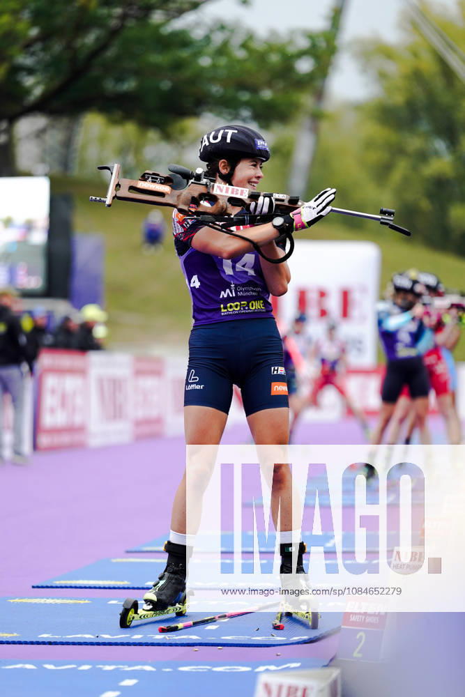 GER, Biathlon, Women, IBU Biathlon Loop One Festival 2026, 2026–2027 Season, Women’s Super Sprint Final: Anna Andexer (AUT), 14 at the shooting range, Munich Olympic Park, Bavaria, Germany