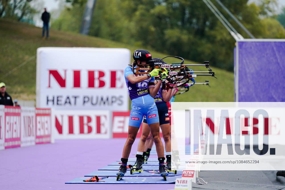 GER, Biathlon, Women, IBU Biathlon Loop One Festival 2026, 2026–2027 Season, Women’s Super Sprint Final: Lisa Vittozzi (ITA), 10 in the standing shooting stage, Munich Olympic Park, Bavaria, Germany