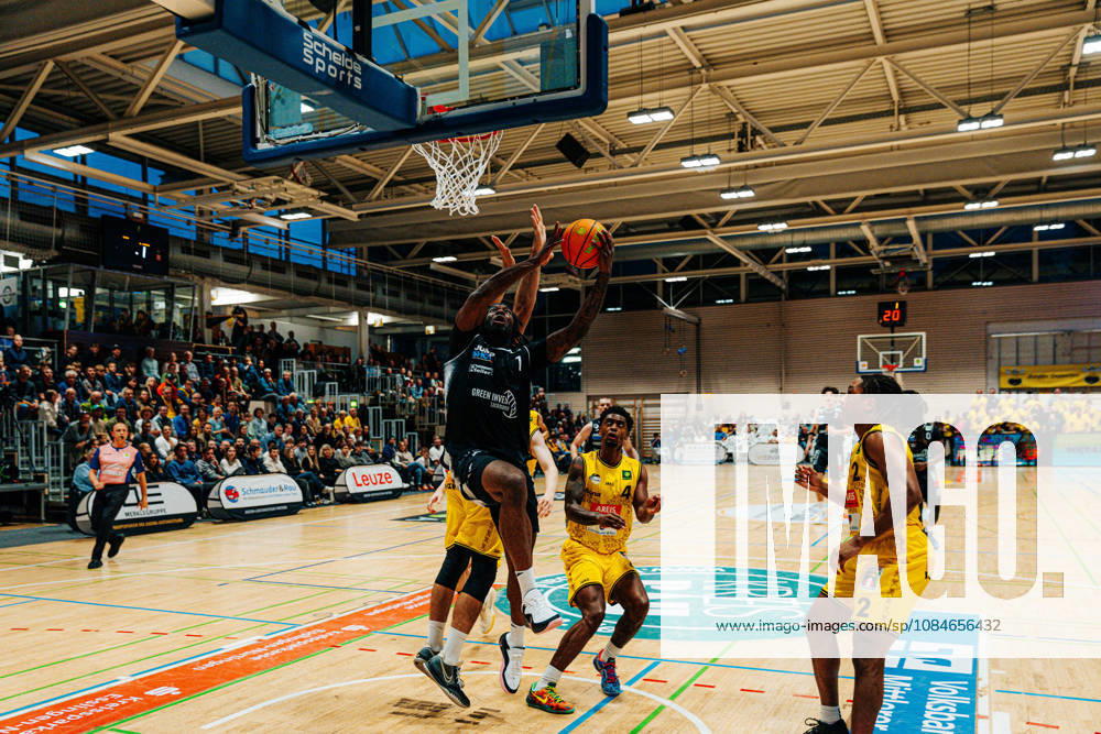 Emmanuel Ugbo of the Paderborn Baskets, No. 01, goes up for a dunk; GER, Kreisbau Knights vs. SBB Baskets, Basketball, ProA, Matchday 1, 2026–2027 Season, September 26, 2026 GER, Kreisbau Kirchheim Knights vs. Paderborn Baskets, Basketball, ProA, Matchday 5, 2026–2027 season, October 17, 2026 Kirchheim