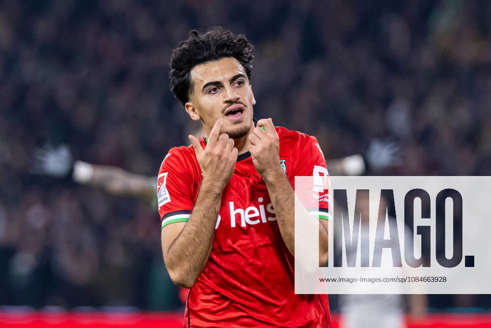 Husseyn Chakroun of Hannover 96, No. 14, celebrates the goal that made it 1–0 GER, Hannover 96 vs. FC St. Pauli, soccer, 2. Bundesliga, Matchday 8, 2026–2027 season, October 17, 2026 DFL regulations prohibit any use of photographs as image sequences and or quasi-video, Hannover 96 vs. FC St. Pauli, soccer, 2. Bundesliga, Matchday 8, 2026–2027 season, October 17, 2026, Hannover