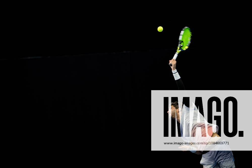Aziz Dougaz of Tunisia pictured in action during the European Open ATP, Tennis Herren tennis tournament in Brussels, on Saterday 17 October. This year s edition of the tournament is taking place from 17 to 25 October JASPERxJACOBS x190115111x