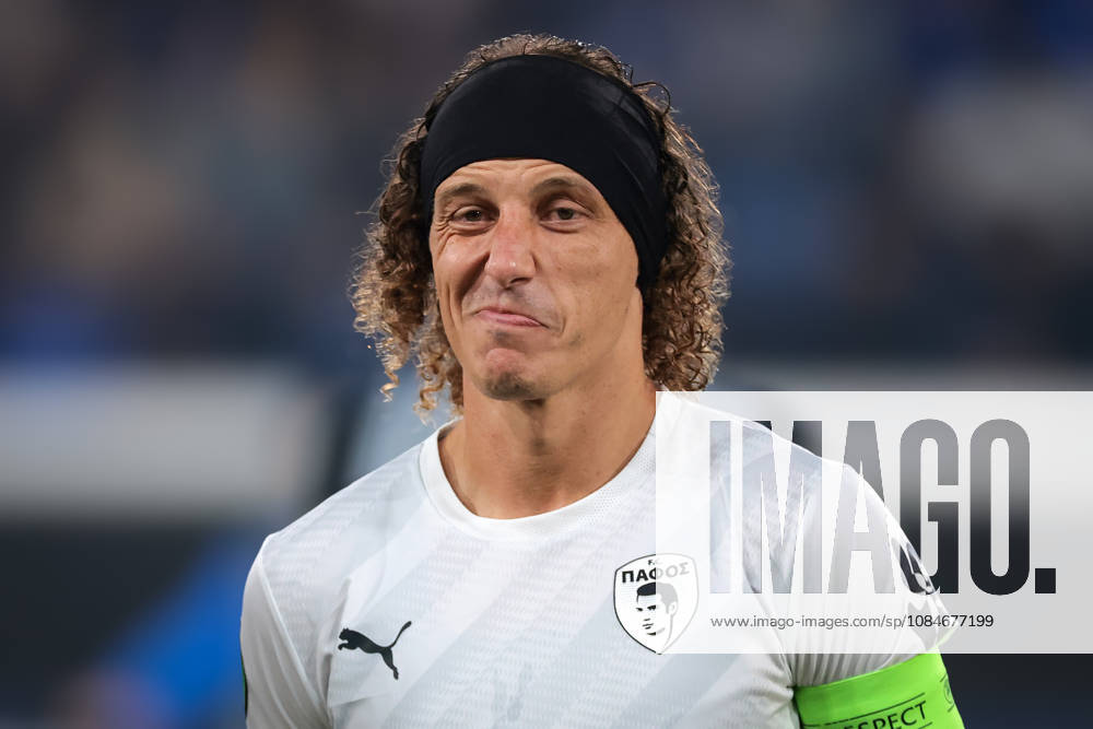 Atalanta v Pafos FC - UEFA Conference League - Season 2026-2027 Bergamo, Italy, 15th October 2026. David Luiz of Pafos FC reacts as he looks on during the line up prior to the Atalanta vs Pafos FC UEFA Conference League , League phase match at Stadio di Bergamo, Bergamo. Picture credit should read: Jonathan Moscrop Bergamo Stadio di Bergamo Italy