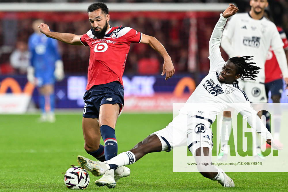 Lille OSC vs Brest Nabil Bentaleb (6) of Lille and Mamady Diambou (6) of Brest pictured during the French Mc Donalds Ligue 1 season 2026 - 2027 matchday 7 game between Lille OSC and Stade Brest on October 17 , 2026 in Lille, France. (Photo by Jill Delsaux Isosport) Lille France