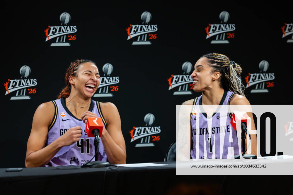 SAN FRANCISCO, CA - OCTOBER 17: Kiah Stokes 41 and Gabby Williams 1 of the Golden State Valkyries laugh at a press conference, PK, Pressekonferenz with the media after a win in Game One of the WNBA, Basketball Damen, USA Playoff Finals against the Atlanta Dream on October 17, 2026 at Chase Center in San Francisco, CA. (Photo by Matthew Huang Icon Sportswire) WNBA: OCT 17 Finals Atlanta Dream at Golden State Valkyries Icon261017034