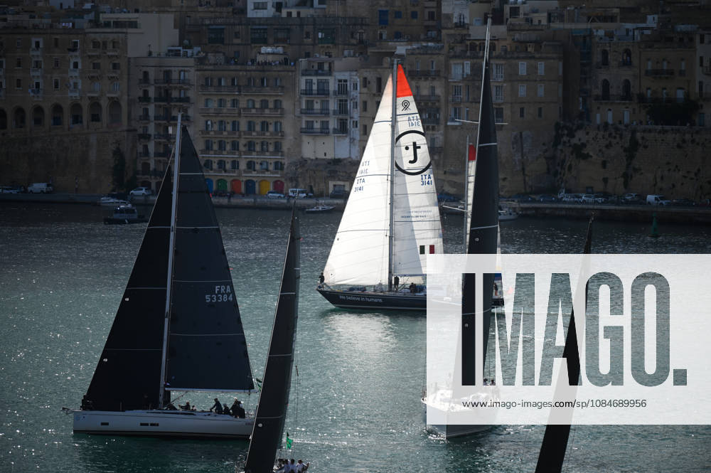 (261018) -- VALLETTA, Oct. 18, 2026 -- Yachts are seen sailing from the Grand Harbour of Malta, port of Valletta, during the 47th Rolex Middle Sea Race in Valletta, Malta, on Oct. 17, 2026. (Photo by Xinhua) (SP)MALTA-VALLETTA-SAILING-ROLEX MIDDLE SEA RACE JonathanxBorg